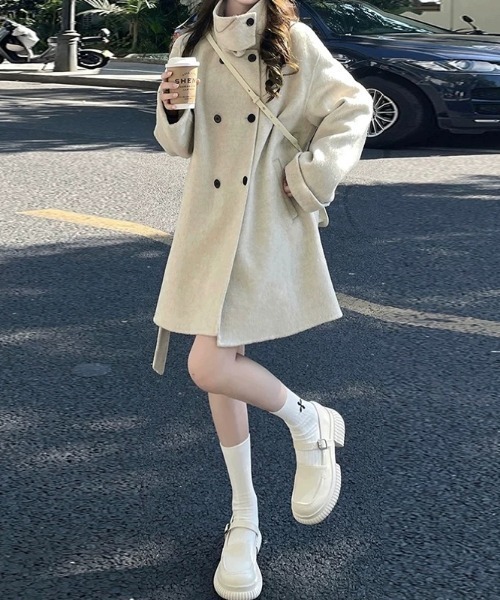 「SHEENA」 ステンカラーコート M オフホワイト レディース_画像2