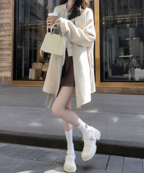 「SHEENA」 ステンカラーコート M オフホワイト レディース_画像6