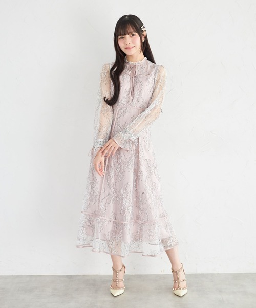 suyunn ワンピース Suyunn ワンピース リボン付きフラワーラインレースワンピース