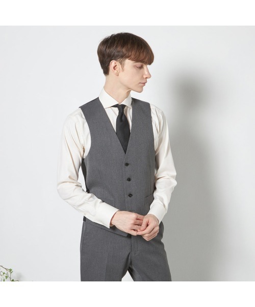 夏用スーツ 未使用 AB6 グレー 新品 裾上げ済み 送料込み SUIT SELECT セレモニースーツ セットアップ 「おうちで洗える