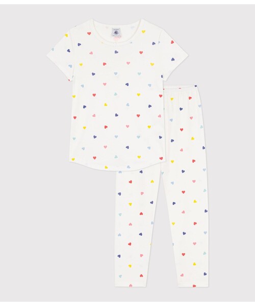 PETIT BATEAU（プチバトー） パジャマ ハートプリント 半袖長ズボン