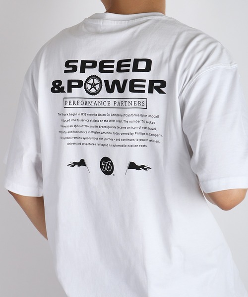 tシャツ 76 ワンポイント刺繍 バックプリント 半袖T メンズ レディース