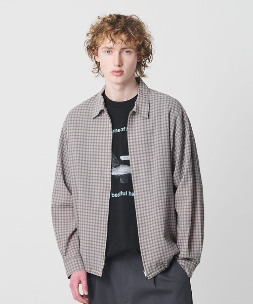 BEAUTY＆YOUTH UNITED ARROWS シャツ シャーリング チェック ジップ
