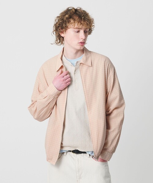 ス　確認用 BEAUTY＆YOUTH UNITED ARROWS シャツ シャーリング チェック ジップ