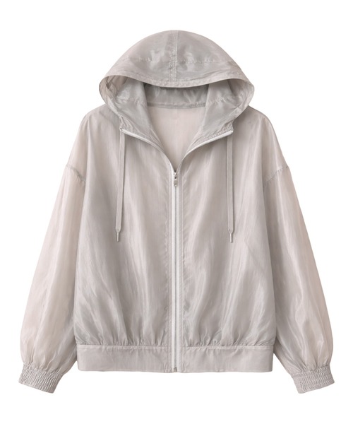 DAY CLOSET uvカット パーカー 「フード付き」艶めく光沢シアー。長袖