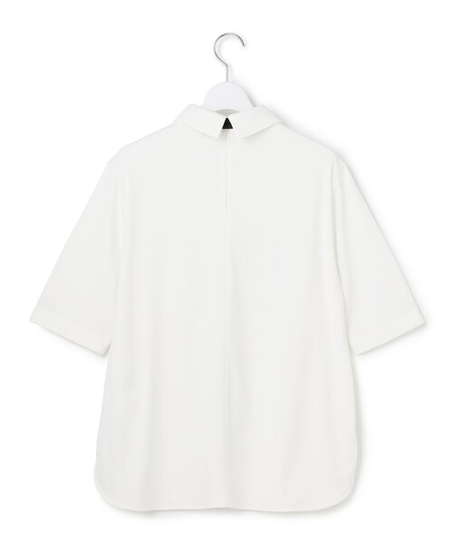tシャツ 「WEB限定カラーあり」マラボーテライトジョーゼット 半袖ボウタイ付きシャツカラートップス レディースの画像