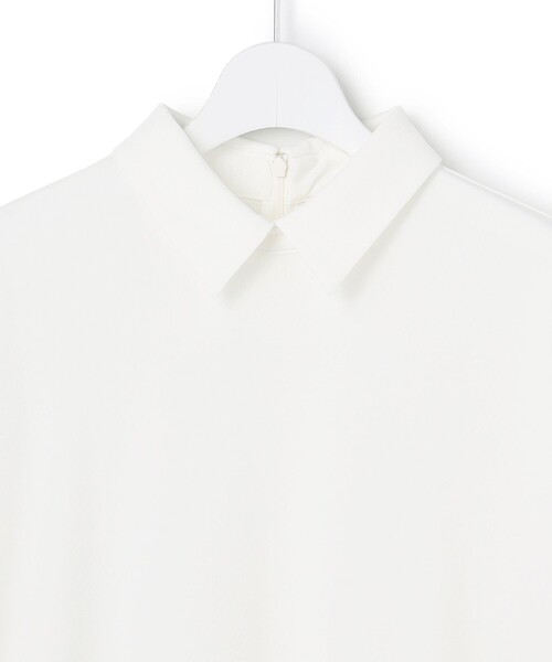 tシャツ 「WEB限定カラーあり」マラボーテライトジョーゼット 半袖ボウタイ付きシャツカラートップス レディースの画像