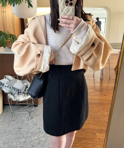 「hinari」 スカート SMALL ネイビー レディース_画像4