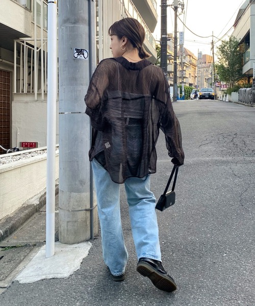 「WHO'S WHO gallery」 長袖シャツ FREE オレンジ レディース_画像3