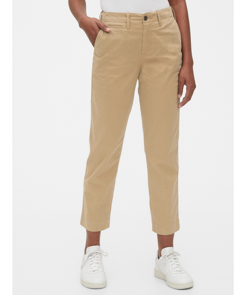 GAP パンツ チノパン ハイライズ ストレートカーキ : ZOZOTOWN