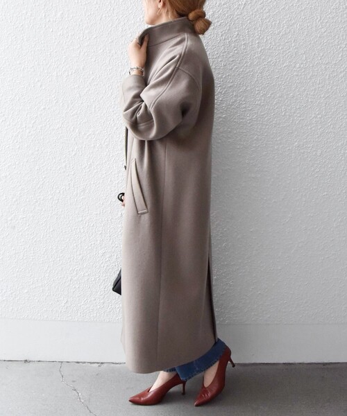 新品 SHIPS ウールカシミヤノーラペルコート