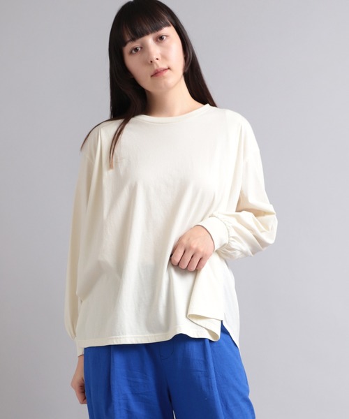 tシャツ M2005 オーガニックコットン布帛コンビプルオーバー レディース