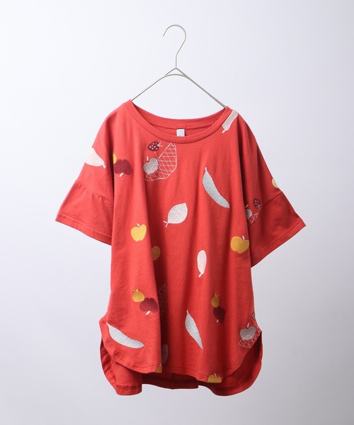 tシャツ EMAGO フルーツバスケット刺繍半袖Tシャツ レディース Emago tシャツ EMAGO フルーツバスケット刺繍半袖Tシャツ