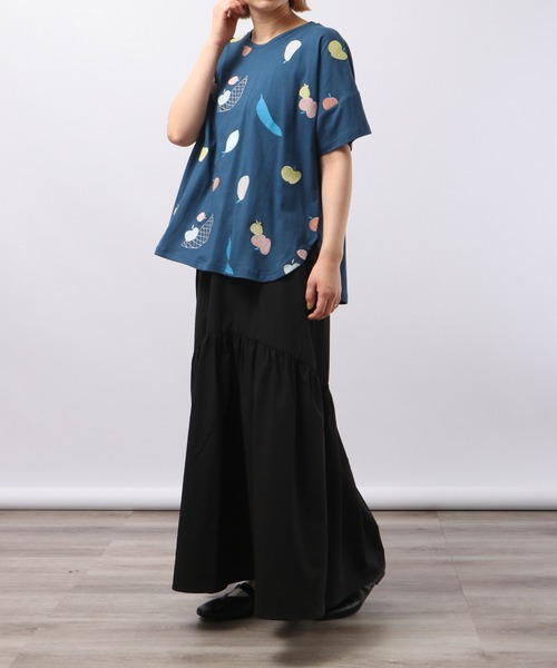 tシャツ EMAGO フルーツバスケット刺繍半袖Tシャツ レディース Emago tシャツ EMAGO フルーツバスケット刺繍半袖Tシャツ