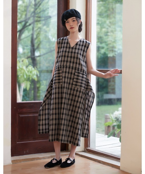 On One's Own ワンピース 夏 ノースリーブチェックワンピース with