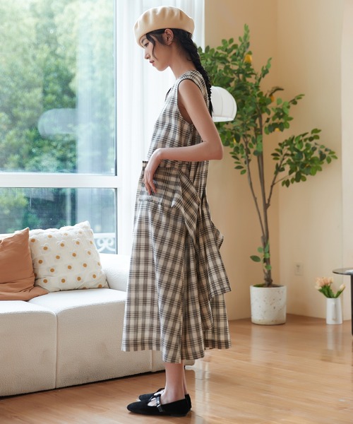 On One's Own ワンピース ノースリーブチェックワンピース with