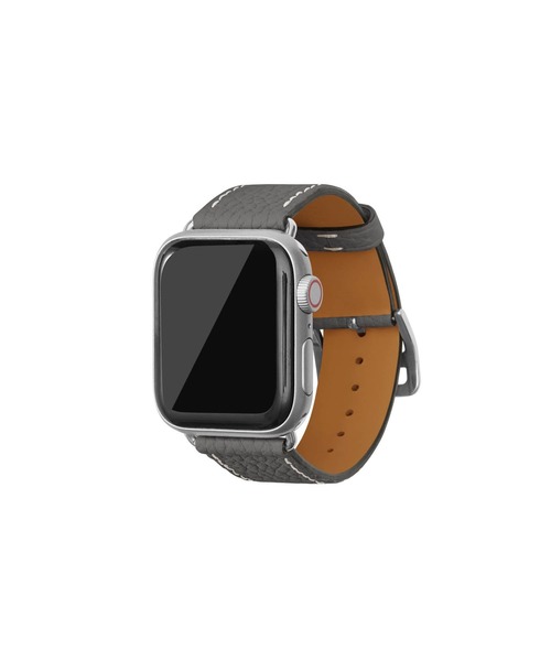 腕時計 シュリンク Apple Watch レザーバンド「38mm/40mm/41mm/42mm， S/Mサイズ」 (アダプター：シルバー)の画像