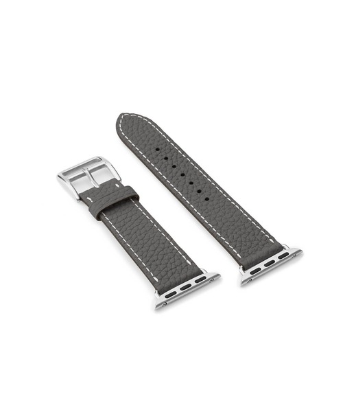 腕時計 シュリンク Apple Watch レザーバンド「38mm/40mm/41mm/42mm， S/Mサイズ」 (アダプター：シルバー)の画像