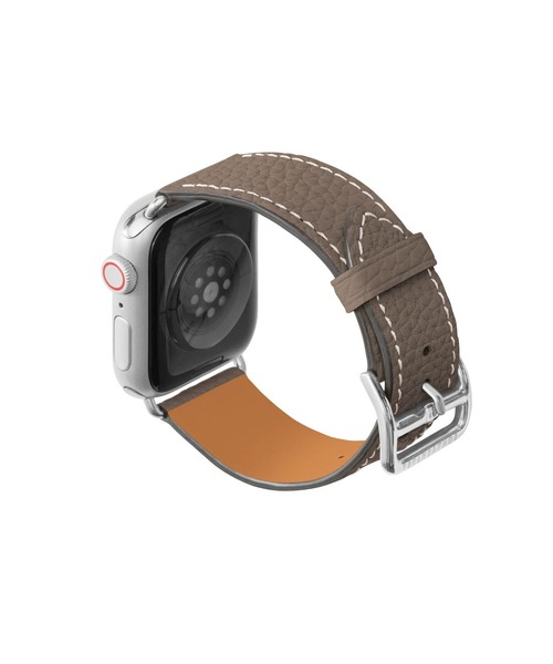 腕時計 シュリンク Apple Watch レザーバンド「38mm/40mm/41mm/42mm， S/Mサイズ」 (アダプター：シルバー)の画像
