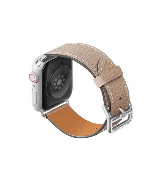 腕時計 シュリンク Apple Watch レザーバンド「38mm/40mm/41mm/42mm， S/Mサイズ」 (アダプター：シルバー)の画像