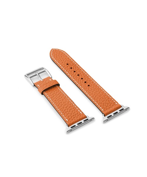 腕時計 シュリンク Apple Watch レザーバンド「38mm/40mm/41mm/42mm， S/Mサイズ」 (アダプター：シルバー)の画像
