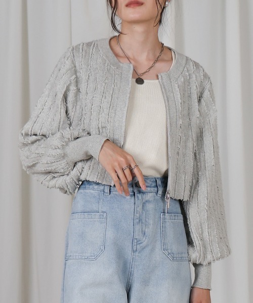 BAB カーディガン フリンジダブルジップカーディガントップス
