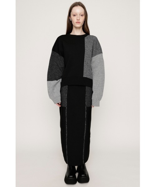 スカート BLOCKING I LINE KNIT SK ブロッキング アイライン ニット 
