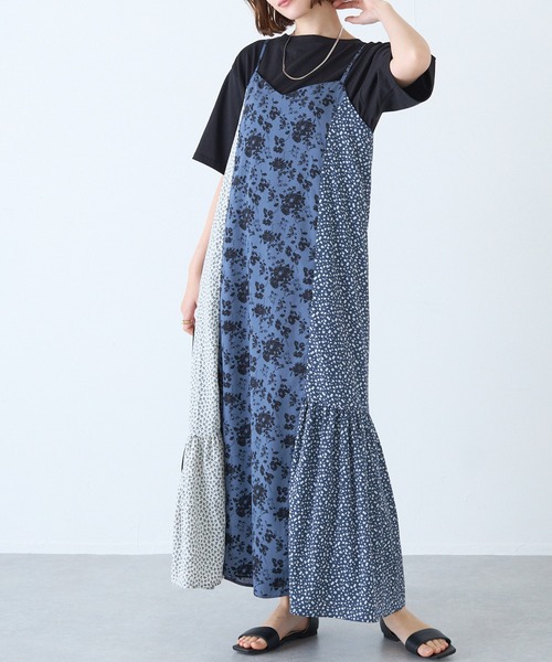 LAVEANGE ワンピース パッチワーク花柄キャミワンピース