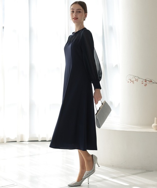 【新品】【PREFERIR】オケージョンドレス PREFERIR ドレス バブルスリーブAライン結婚式 パーティー