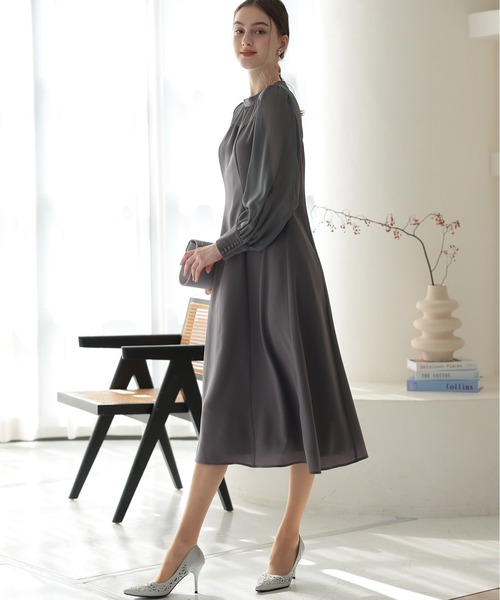 【新品】PREFERIR ドレス シアー ボリューム袖 結婚式 オケージョン S PREFERIR ドレス シアー ボリューム袖 結婚式 パーティー