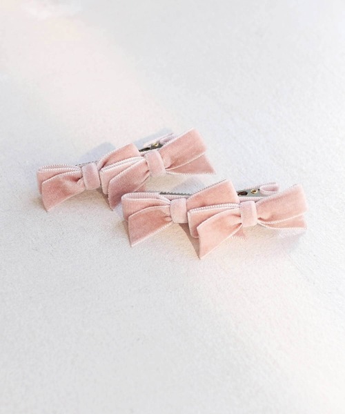 ラパフェ　ピンクリボンヘアクリップ2個セット ラパフェ ピンクリボンヘアクリップ2個セット ラパフェ ピンク