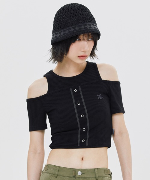 ニット セーター A'GEM/9 × .kom 「ROMANTIC CROWN/ロマンティック クラウン」 OFF SHOULDER KNIT/オフシ