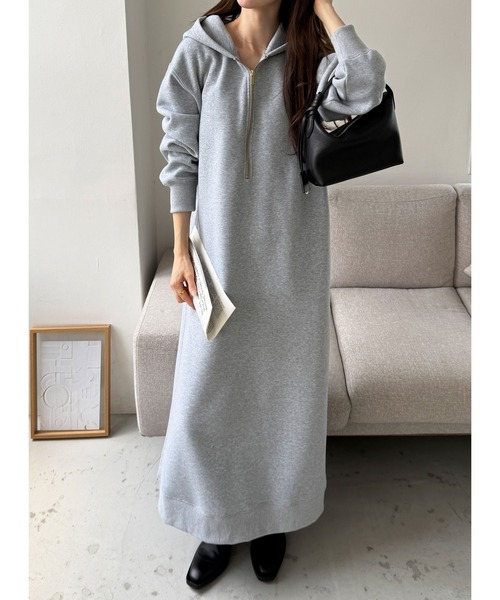 GeeRA（ジーラ） ワンピース 「新色追加/M-3Lサイズ」ハーフジップ裏