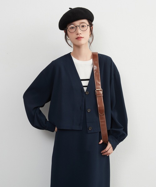 On One's Own セットアップ ワッフル調生地ボレロ風ジャケット付き