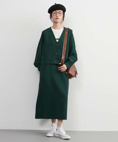 On One's Own セットアップ ワッフル調生地ボレロ風ジャケット付き