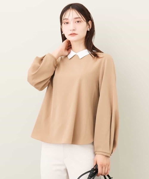ブラウス シャツ 2024AW/ツイル取り外し衿デザインブラウス/洗える レディース