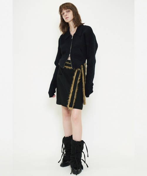 viavanda FUR BELT MIDI SKIRT ヴィアヴァンダ FUR BELT MIDI SKIRT / BLACK – VIAVANDA