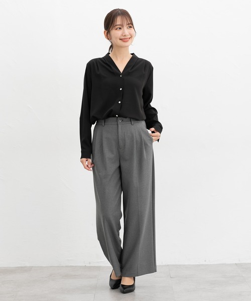 Honeys（ハニーズ） ブラウス シャツ 「抗菌防臭」Vネックブラウス