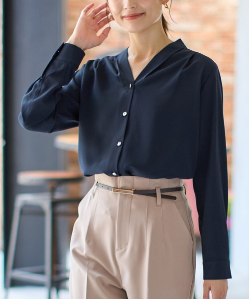 Honeys（ハニーズ） ブラウス シャツ 「抗菌防臭」Vネックブラウス