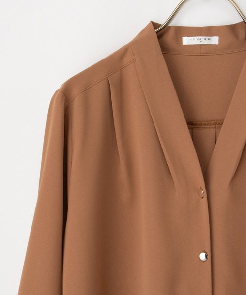 grovde ブラウン Vネック 長袖 ブラウス grovde ブラウン Vネック 長袖 ブラウス grovde ブラウン Vネック 長袖