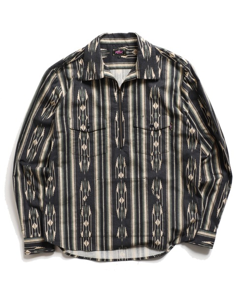 ROTAR シャツ Native Stripe Half zip Work shirt メンズ
