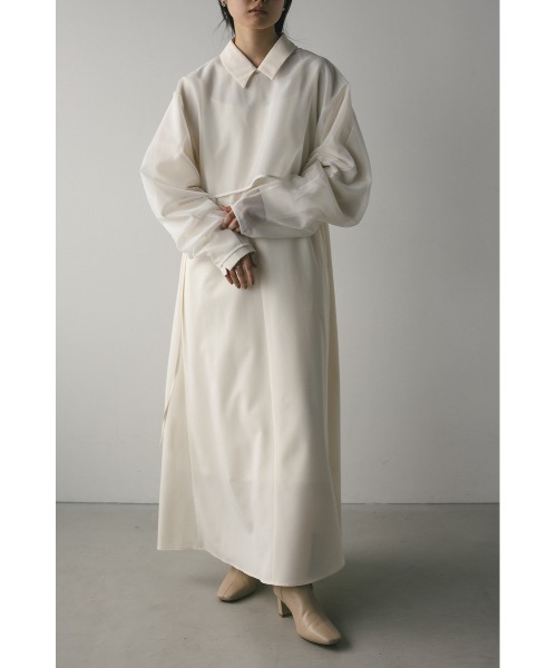 STYLEMIXER シャツワンピース メッシュレイヤードシャツワンピース