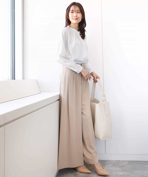 ブラウス シャツ ボウタイ風幾何ドット柄ブラウス/洗える レディース MK MICHEL KLEIN ブラウス シャツ ボウタイ風幾何ドット柄