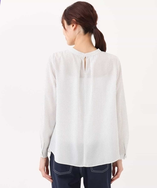 ブラウス シャツ ボウタイ風幾何ドット柄ブラウス/洗える レディース MK MICHEL KLEIN ブラウス シャツ ボウタイ風幾何ドット柄