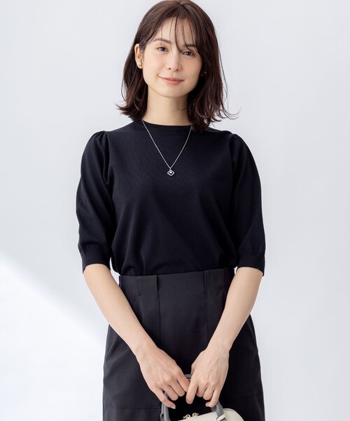 ニット セーター フラワーメタル ニットTシャツ レディース
