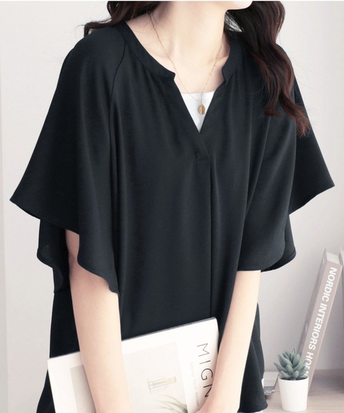 【sabstreet bis】【web限定】15号(3L) 【接触冷感】フレアブラウス sabstreet bis】【web限定】15号(3L) 【接触冷感】フレア