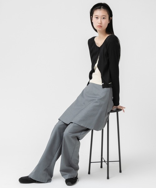 HEILIS カーディガン リブカットソーコンパクトカーディガン