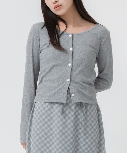 HEILIS カーディガン リブカットソーコンパクトカーディガン