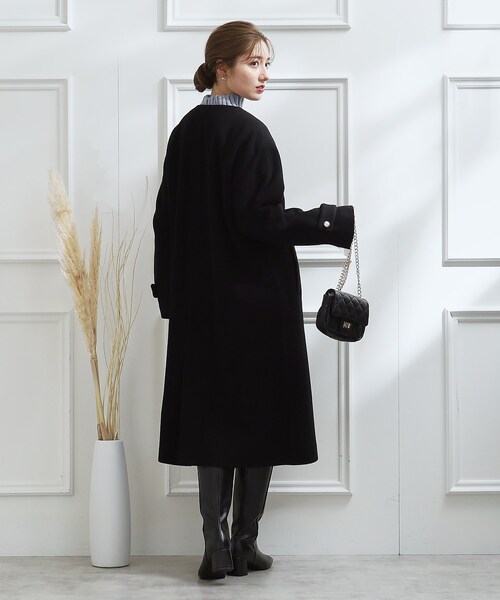 「couture brooch」 ノーカラーコート 40 ライトパープル レディース_画像4