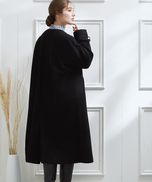 「couture brooch」 ノーカラーコート 40 ライトパープル レディース_画像6